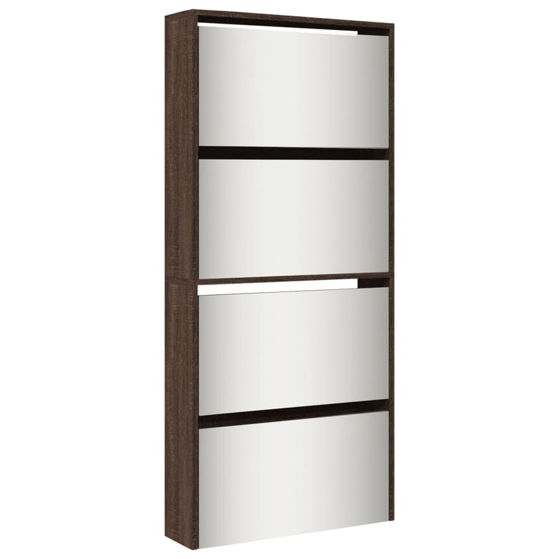 Load image into Gallery viewer, VidaXL Schoenenkast met spiegel 4-laags 63x17x134 cm bruin eikenkleur
