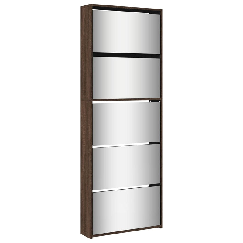 Load image into Gallery viewer, VidaXL Schoenenkast met spiegel 5-laags 63x17x169,5 cm bruineikenkleur
