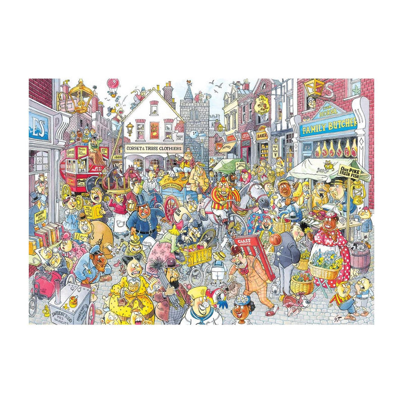 Laden Sie das Bild in Galerie -Viewer, Jumbo wasgij retro destiny 10 - chaos in de winkelstraat! - 1000 stukjes puzzel - legpuzzel voor volwassenen
