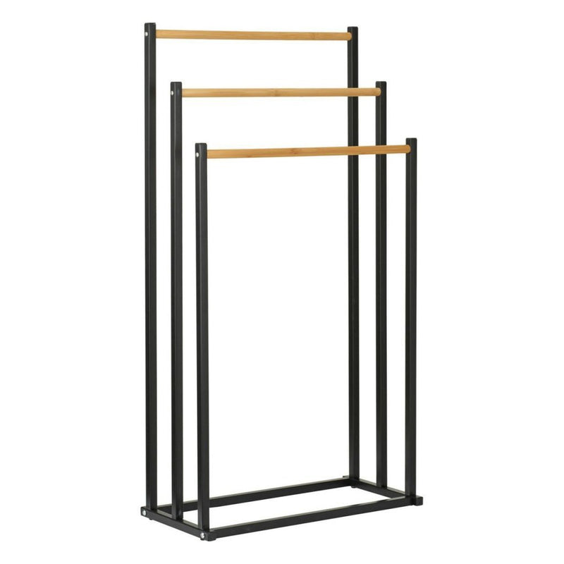 ギャラリービューアに画像をロードする, Bathroom solutions handdoekrek 45x23x85 cm metaal bamboe zwart
