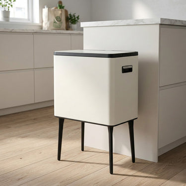 Excellent houseware afvalbak 35l metaal crème zwart