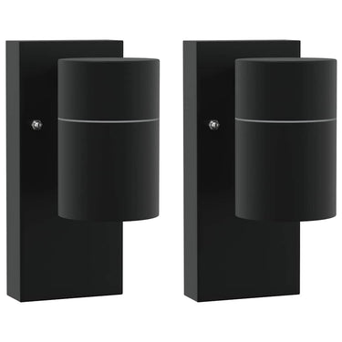 Vidaxl buiten wandlamp 2 pcs zwart 6,5 x 10,5 x 16 cm rvs en glas