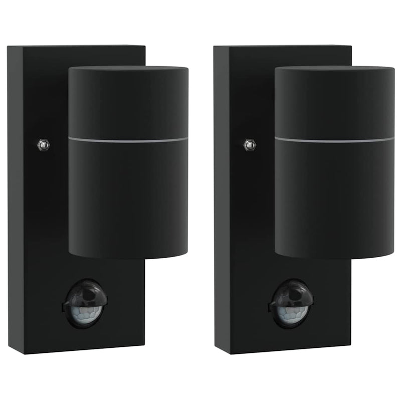 Chargez l'image dans la visionneuse de la galerie, Vidaxl buiten wandlamp 2 pcs zwart 6,5 x 10,5 x 16 cm rvs en glas
