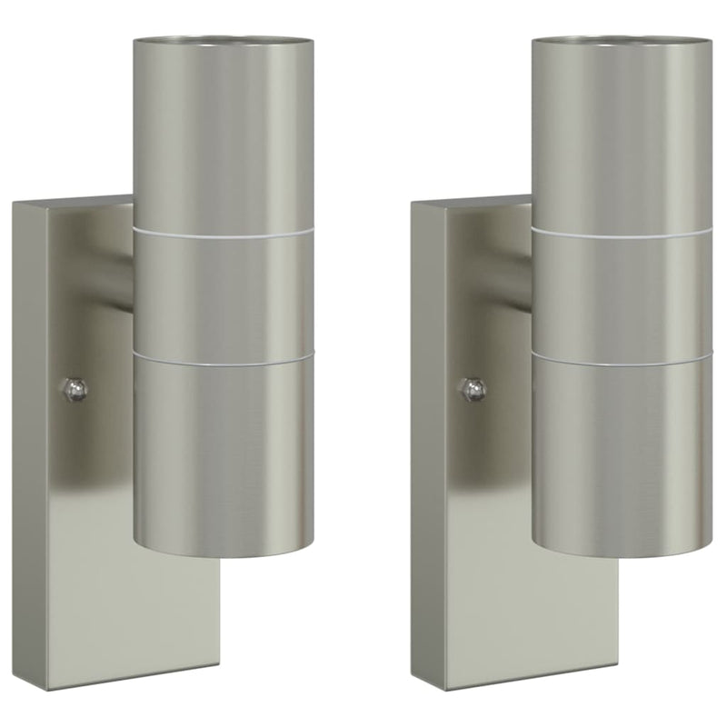 Chargez l'image dans la visionneuse de la galerie, Vidaxl buiten wandlamp 2 pcs zilver 7 x 10 x 22 cm rvs en glas
