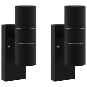 Vidaxl buiten wandlamp 2 pcs zwart 7 x 10 x 22 cm rvs en glas
