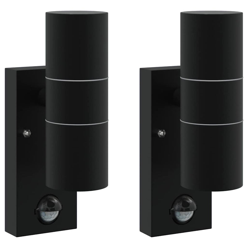 Chargez l'image dans la visionneuse de la galerie, Vidaxl buiten wandlamp 2 pcs zwart 7 x 10 x 22 cm rvs en glas
