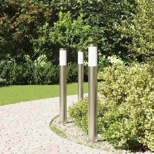Vidaxl bolderverlichting 3 stuks 80 cm rvs ip44