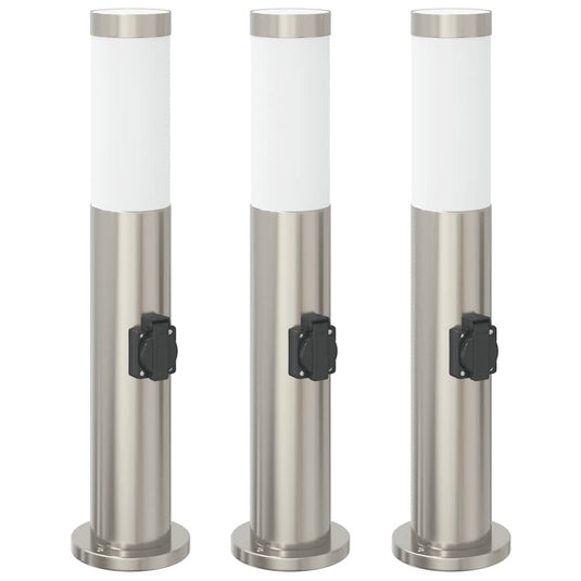 Vidaxl bolderverlichting met stopcontact 3 stuks 50 cm roestvrij staal ip44