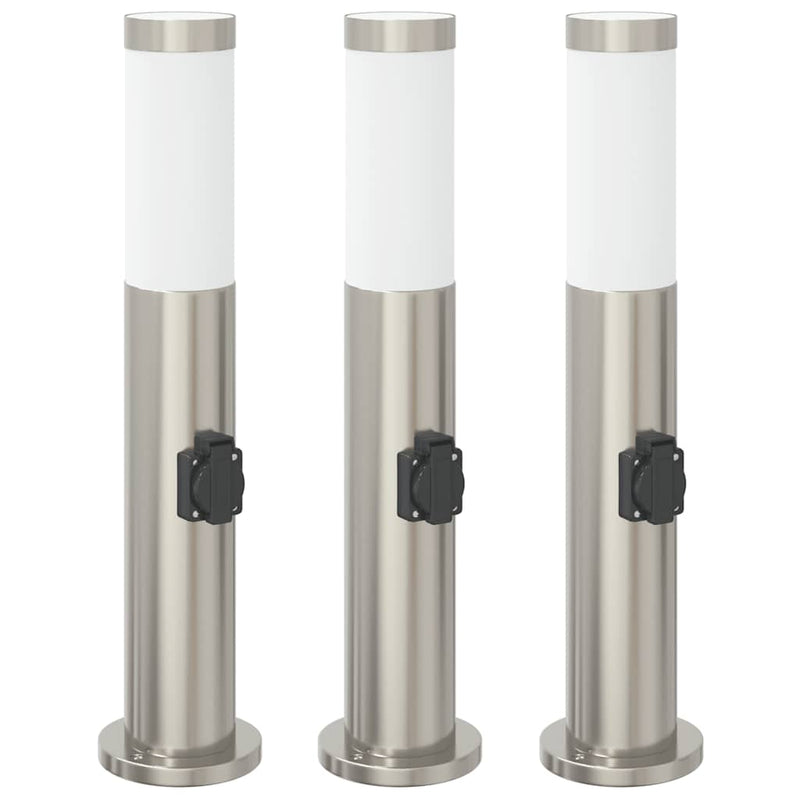 Chargez l'image dans la visionneuse de la galerie, Vidaxl bolderverlichting met stopcontact 3 stuks 50 cm roestvrij staal ip44

