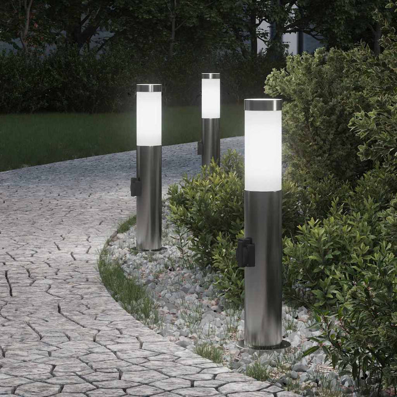 Chargez l'image dans la visionneuse de la galerie, Vidaxl bolderverlichting met stopcontact 3 stuks 50 cm roestvrij staal ip44
