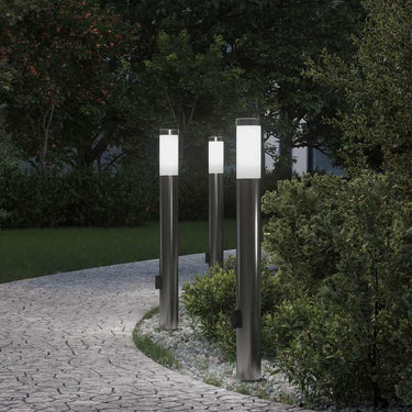 Vidaxl bolderverlichting met stopcontact 3 stuks 80 cm roestvrij staal ip44