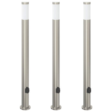 Vidaxl bolderverlichting met stopcontact 3 stuks 110 cm roestvrij staal ip44