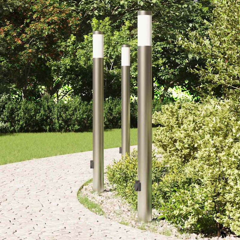 Chargez l'image dans la visionneuse de la galerie, Vidaxl bolderverlichting met stopcontact 3 stuks 110 cm roestvrij staal ip44
