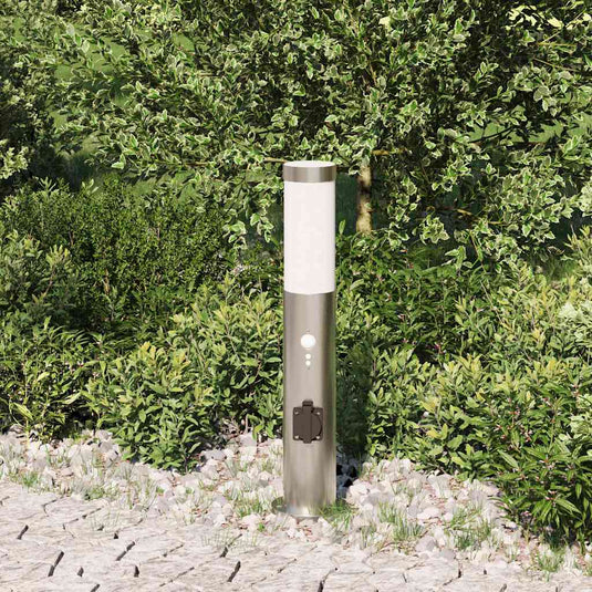 Vidaxl bolderverlichting met sensor en stopcontact 50 cm roestvrij staal ip44