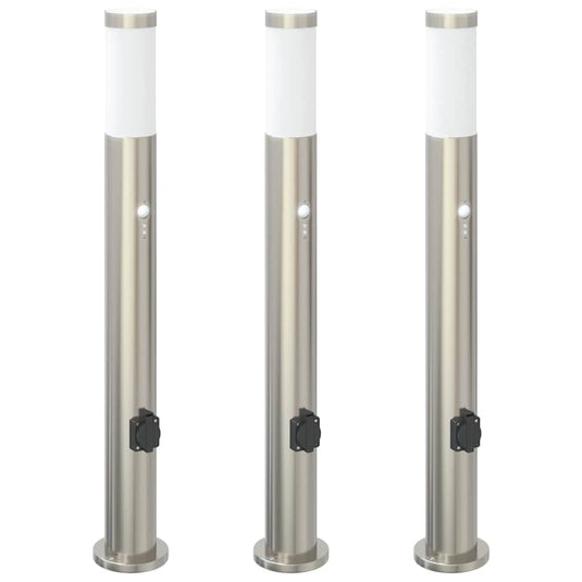 Vidaxl bolderverlichting met sensor en stopcontact 3 stuks 80 cm