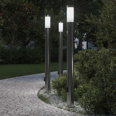 Vidaxl bolderverlichting met sensor en stopcontact 3 stuks 110 cm roestvrij staal ip44