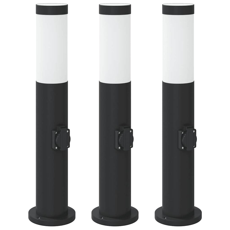 Afbeelding laden in galerijviewer, Vidaxl bolderverlichting met stopcontact 3 stuks 50 cm roestvrij staal ip44
