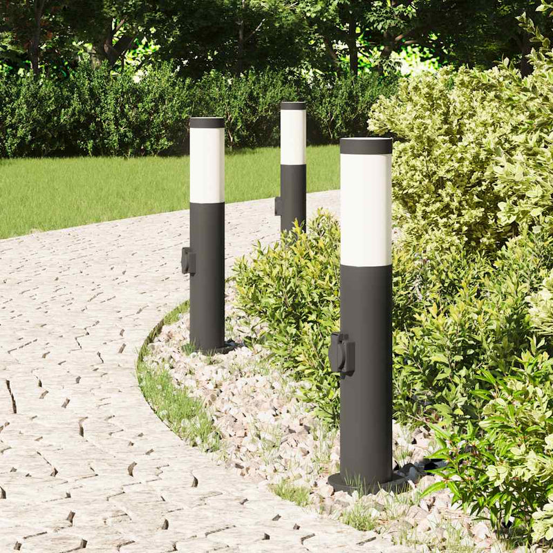 Afbeelding laden in galerijviewer, Vidaxl bolderverlichting met stopcontact 3 stuks 50 cm roestvrij staal ip44

