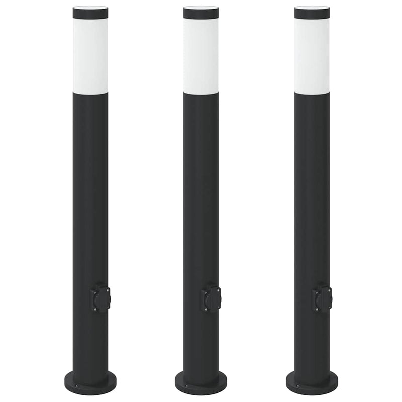 Chargez l'image dans la visionneuse de la galerie, Vidaxl bolderverlichting met stopcontact 3 stuks 80 cm roestvrij staal ip44
