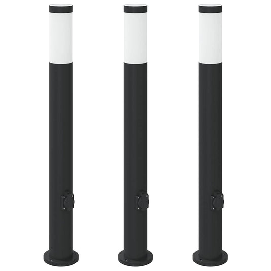 Vidaxl bolderverlichting met stopcontact 3 stuks 80 cm roestvrij staal ip44