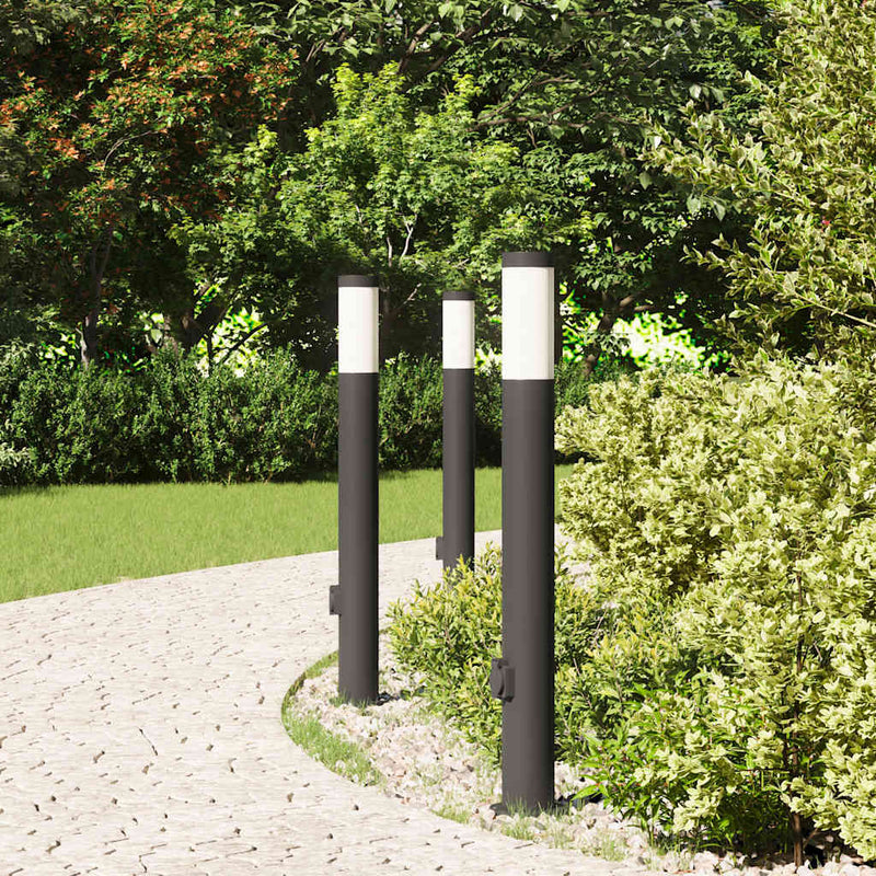 Chargez l'image dans la visionneuse de la galerie, Vidaxl bolderverlichting met stopcontact 3 stuks 80 cm roestvrij staal ip44
