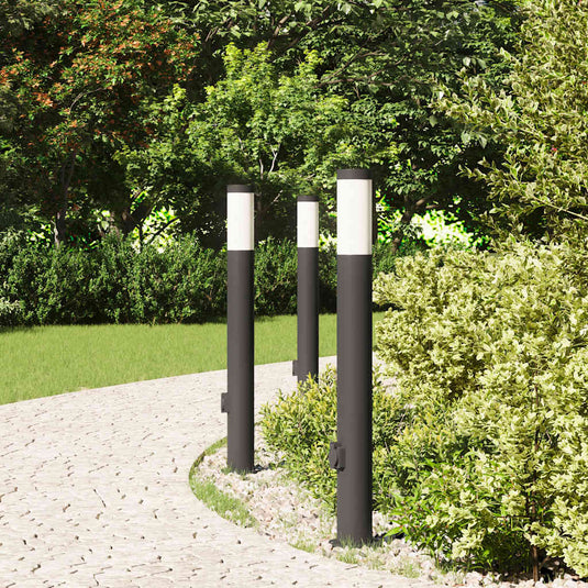Vidaxl bolderverlichting met stopcontact 3 stuks 80 cm roestvrij staal ip44