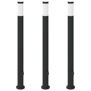 Vidaxl bolderverlichting met stopcontact 3 stuks 110 cm roestvrij staal ip44