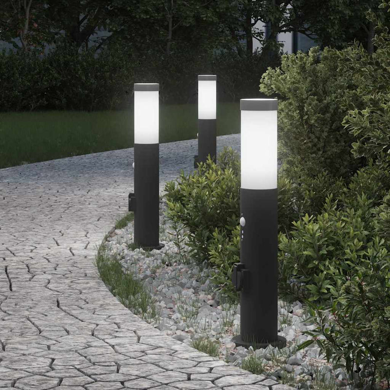 Chargez l'image dans la visionneuse de la galerie, Vidaxl bolderverlichting met sensor en stopcontact 3 stuks 50 cm roestvrij staal ip44
