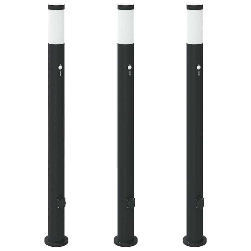 Chargez l'image dans la visionneuse de la galerie, Vidaxl bolderverlichting met sensor en stopcontact 3 stuks 110 cm roestvrij staal ip44
