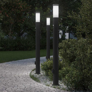 Vidaxl bolderverlichting met sensor en stopcontact 3 stuks 110 cm roestvrij staal ip44