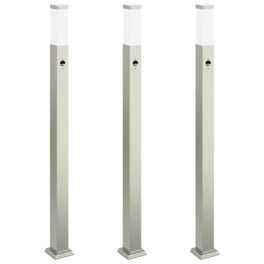 Vidaxl bolderverlichting met sensor 3 stuks 110 cm rvs ip44