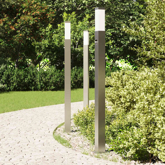 Vidaxl bolderverlichting met sensor 3 stuks 110 cm rvs ip44