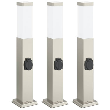 Vidaxl bolderverlichting met stopcontact 3 stuks 50 cm rvs ip44