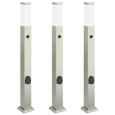 Vidaxl bolderverlichting met sensor en stopcontact 3 stuks 80 cm roestvrij staal ip44