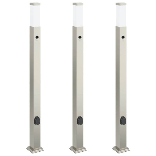 Vidaxl bolderverlichting met sensor en stopcontact 3 stuks 110 cm