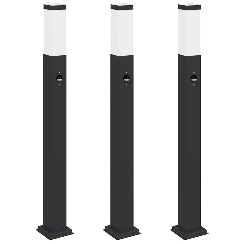 Afbeelding laden in galerijviewer, Vidaxl bolderverlichting met sensor 3 stuks 80 cm zwart ip44

