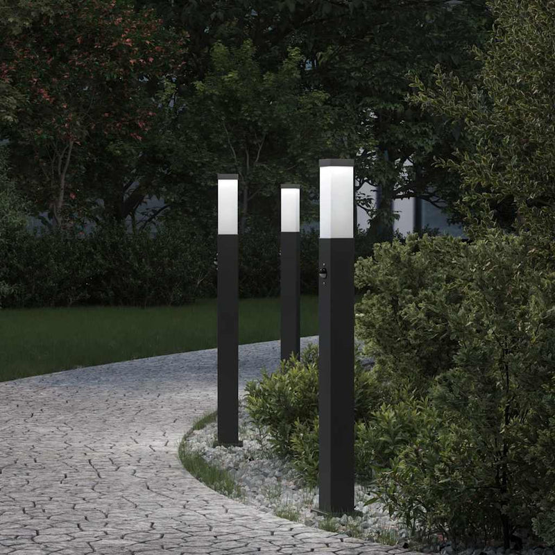 Afbeelding laden in galerijviewer, Vidaxl bolderverlichting met sensor 3 stuks 80 cm zwart ip44
