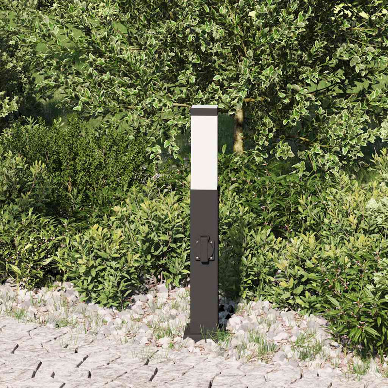 Afbeelding laden in galerijviewer, Vidaxl bolderarmatuur met stopcontact 50 cm zwart ip44
