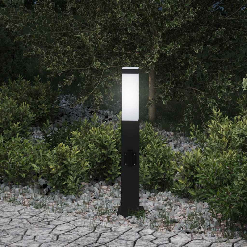 Afbeelding laden in galerijviewer, Vidaxl bolderarmatuur met stopcontact 50 cm zwart ip44
