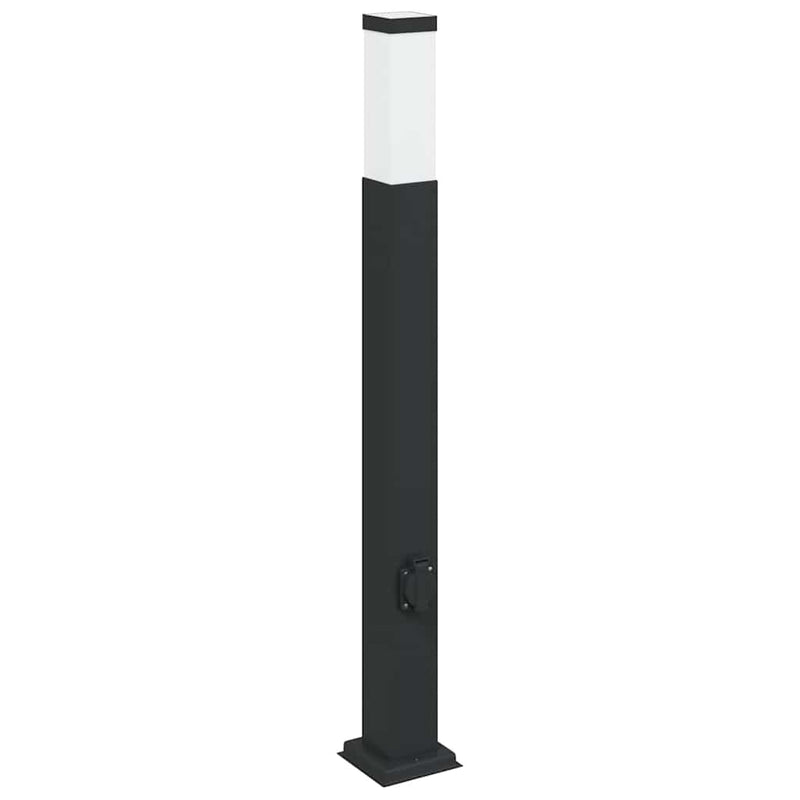 Afbeelding laden in galerijviewer, Vidaxl bolderarmatuur met stopcontact 80 cm zwart ip44
