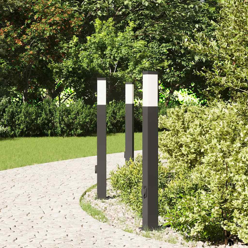 Afbeelding laden in galerijviewer, Vidaxl bolderverlichting met stopcontact 3 stuks 80 cm zwart ip44
