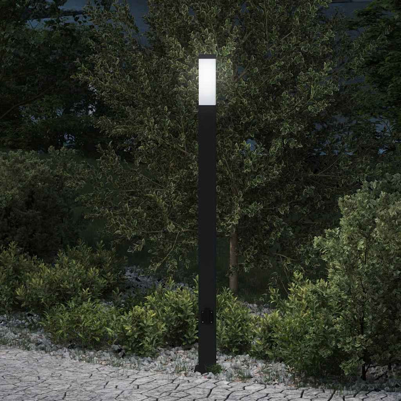 Afbeelding laden in galerijviewer, Vidaxl bolderarmatuur met stopcontact 110 cm zwart ip44
