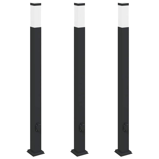 Vidaxl bolderverlichting met stopcontact 3 stuks 110 cm zwart ip44