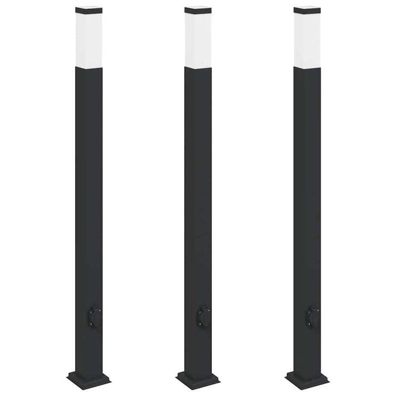 Afbeelding laden in galerijviewer, Vidaxl bolderverlichting met stopcontact 3 stuks 110 cm zwart ip44
