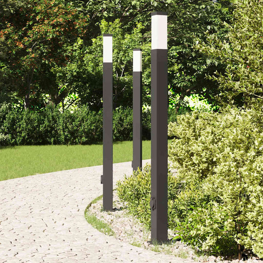 Vidaxl bolderverlichting met stopcontact 3 stuks 110 cm zwart ip44