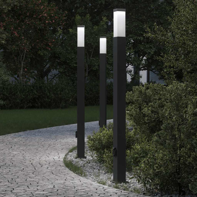 Afbeelding laden in galerijviewer, Vidaxl bolderverlichting met stopcontact 3 stuks 110 cm zwart ip44
