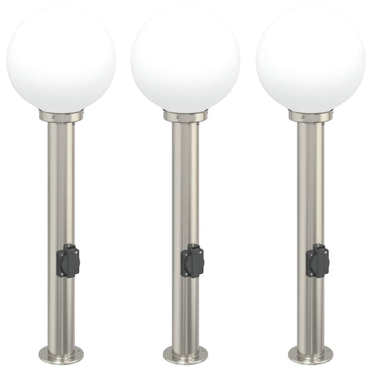 Vidaxl bolderverlichting met stopcontact 3 stuks 80 cm rvs ip44