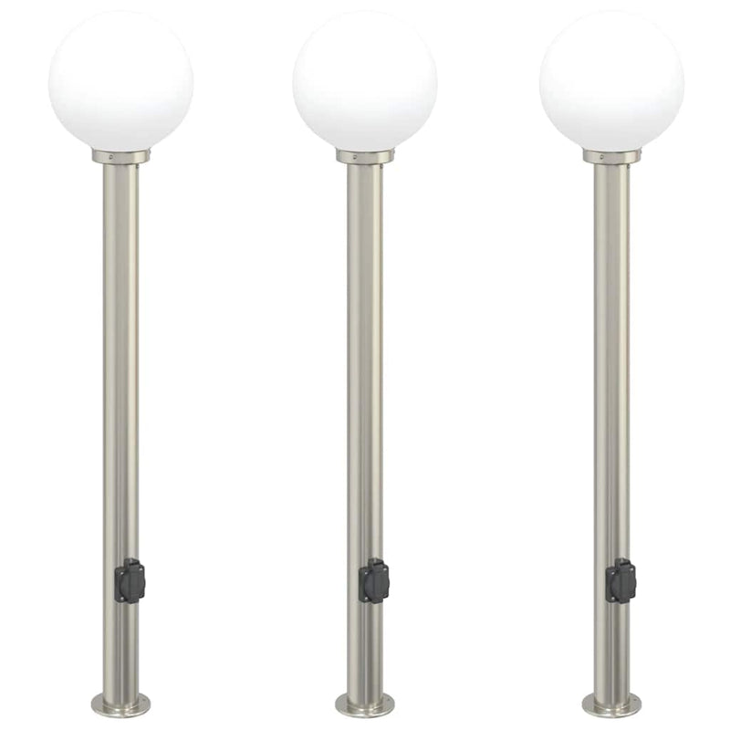 ギャラリービューアに画像をロードする, Vidaxl bolderverlichting met stopcontact 3 stuks 120 cm rvs ip44
