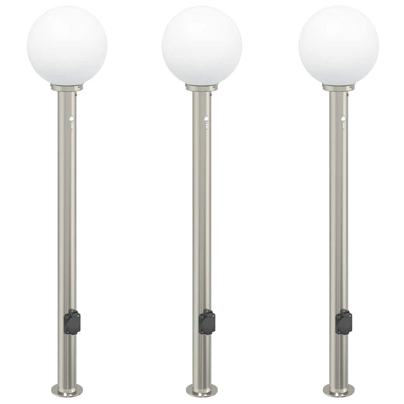 Afbeelding laden in galerijviewer, Vidaxl bolderverlichting met sensor en stopcontact 3 stuks 120 cm roestvrij staal ip44
