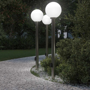 Vidaxl bolderverlichting met sensor en stopcontact 3 stuks 120 cm roestvrij staal ip44